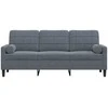 Trivietė sofa su pagalvėlėmis, tamsiai pilka, 180cm, aksomas