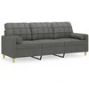 Trivietė sofa su pagalvėlėmis, tamsiai pilka, 180cm, audinys