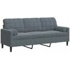 Trivietė sofa su pagalvėlėmis, tamsiai pilka, 180cm, aksomas