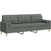Trivietė sofa su pagalvėlėmis, tamsiai pilka, 210cm, audinys