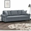 Trivietė sofa su pagalvėlėmis, tamsiai pilka, 180cm, aksomas