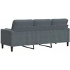 Trivietė sofa su pagalvėlėmis, tamsiai pilka, 180cm, aksomas