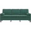 Trivietė sofa su pagalvėlėmis, tamsiai žalia, 180cm, aksomas