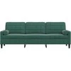 Trivietė sofa su pagalvėlėmis, tamsiai žalia, 210cm, aksomas