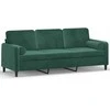 Trivietė sofa su pagalvėlėmis, tamsiai žalia, 180cm, aksomas