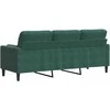 Trivietė sofa su pagalvėlėmis, tamsiai žalia, 180cm, aksomas