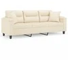 Trivietė sofa su pagalvėmis, smėlio, 180cm, audinys