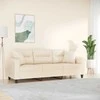 Trivietė sofa su pagalvėmis, smėlio, 180cm, audinys