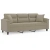 Trivietė sofa su pagalvėmis, taupe, 180cm, mikropluošto audinys