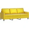 Trivietė sofa su pakoja, geltonos spalvos, 180cm, aksomas
