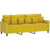 Trivietė sofa su pakoja, geltonos spalvos, 180cm, aksomas