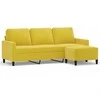 Trivietė sofa su pakoja, geltonos spalvos, 180cm, aksomas