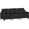 Trivietė sofa su pakoja, juodos spalvos, 180cm, audinys