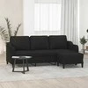 Trivietė sofa su pakoja, juodos spalvos, 180cm, audinys