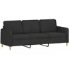 Trivietė sofa su pakoja, juodos spalvos, 180cm, audinys