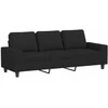 Trivietė sofa su pakoja, juodos spalvos, 180cm, audinys