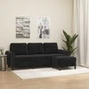 Trivietė sofa su pakoja, juodos spalvos, 180cm, aksomas
