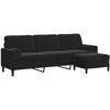 Trivietė sofa su pakoja, juodos spalvos, 210cm, aksomas
