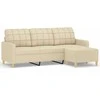 Trivietė sofa su pakoja, kreminės spalvos, 180cm, audinys