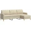 Trivietė sofa su pakoja, kreminės spalvos, 210cm, audinys