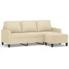 Trivietė sofa su pakoja, kreminės spalvos, 180cm, audinys