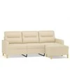 Trivietė sofa su pakoja, kreminės spalvos, 180cm, audinys