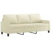 Trivietė sofa su pakoja, kreminės spalvos, 180cm, dirbtinė oda