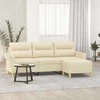 Trivietė sofa su pakoja, kreminės spalvos, 180cm, audinys