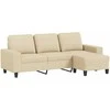 Trivietė sofa su pakoja, kreminės spalvos, 180cm, audinys