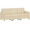 Trivietė sofa su pakoja, kreminės spalvos, 180cm, audinys
