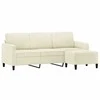 Trivietė sofa su pakoja, kreminės spalvos, 180cm, aksomas