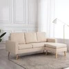 Trivietė sofa su pakoja, kreminės spalvos, audinys
