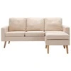 Trivietė sofa su pakoja, kreminės spalvos, audinys
