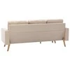 Trivietė sofa su pakoja, kreminės spalvos, audinys