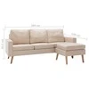Trivietė sofa su pakoja, kreminės spalvos, audinys