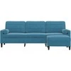 Trivietė sofa su pakoja, mėlynos spalvos, 210cm, aksomas