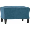 Trivietė sofa su pakoja, mėlynos spalvos, 180cm, aksomas
