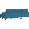 Trivietė sofa su pakoja, mėlynos spalvos, 210cm, aksomas