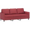 Trivietė sofa su pakoja, raudonojo vyno, 180cm, dirbtinė oda