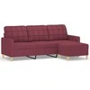 Trivietė sofa su pakoja, raudonojo vyno spalvos, 180cm, audinys