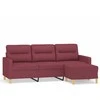 Trivietė sofa su pakoja, raudonojo vyno spalvos, 180cm, audinys