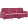 Trivietė sofa su pakoja, raudonojo vyno spalvos, 180cm, aksomas