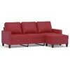 Trivietė sofa su pakoja, raudonojo vyno, 180cm, dirbtinė oda