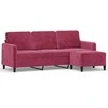 Trivietė sofa su pakoja, raudonojo vyno spalvos, 180cm, aksomas