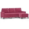 Trivietė sofa su pakoja, raudonojo vyno spalvos, 180cm, aksomas