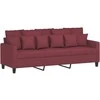 Trivietė sofa su pakoja, raudonojo vyno spalvos, 180cm, audinys
