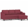 Trivietė sofa su pakoja, raudonojo vyno spalvos, 180cm, audinys