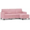 Trivietė sofa su pakoja, rožinės spalvos, 180cm, aksomas