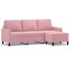 Trivietė sofa su pakoja, rožinės spalvos, 180cm, aksomas