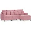 Trivietė sofa su pakoja, rožinės spalvos, 180cm, aksomas